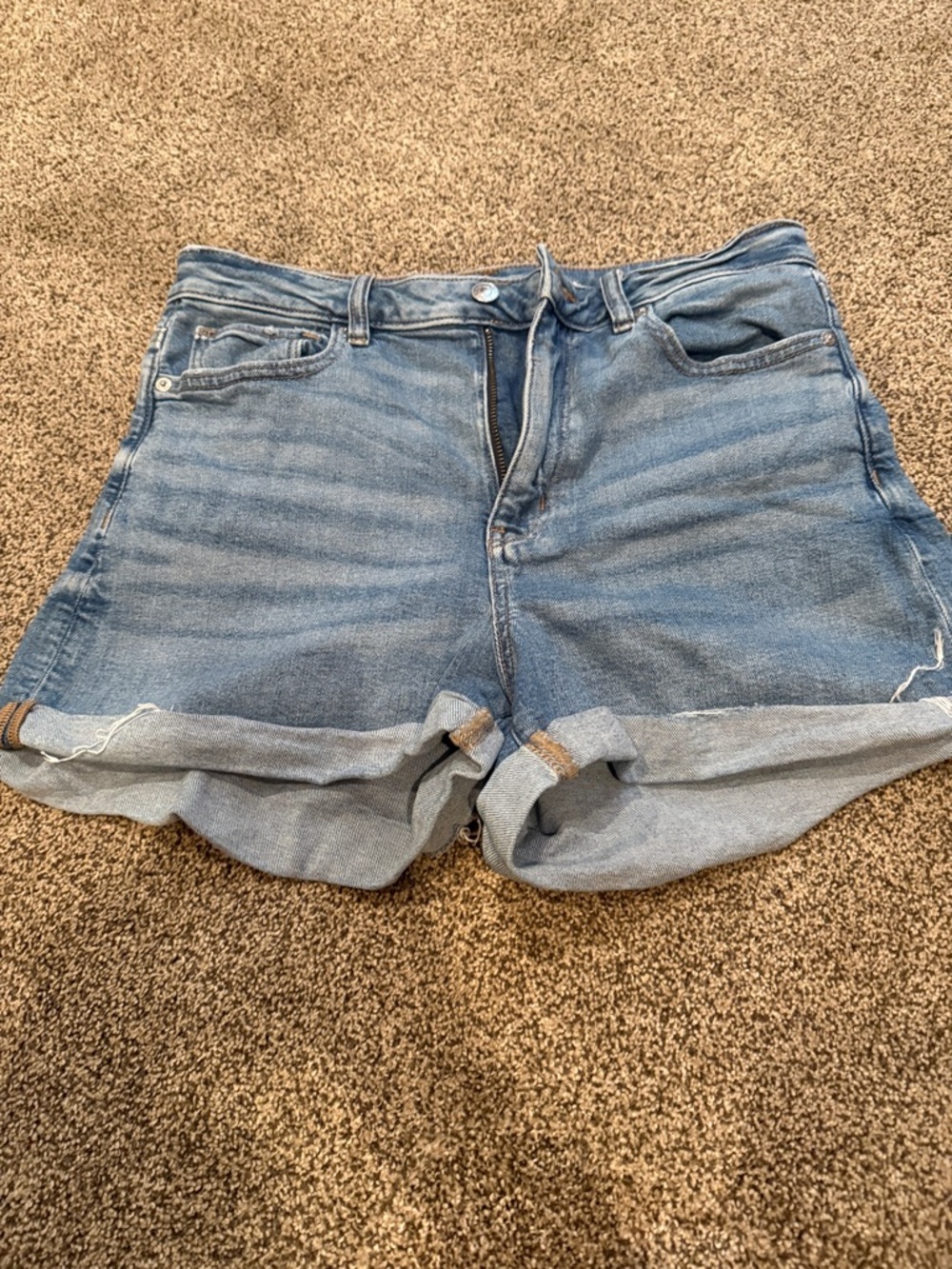 American Eagle Outfitters Light Blue Rolled-Hem Denim Shorts